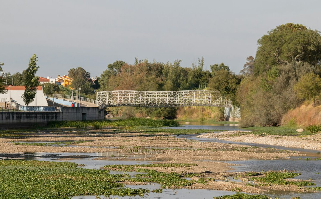 Polluted river with industrial discharge in Portugal