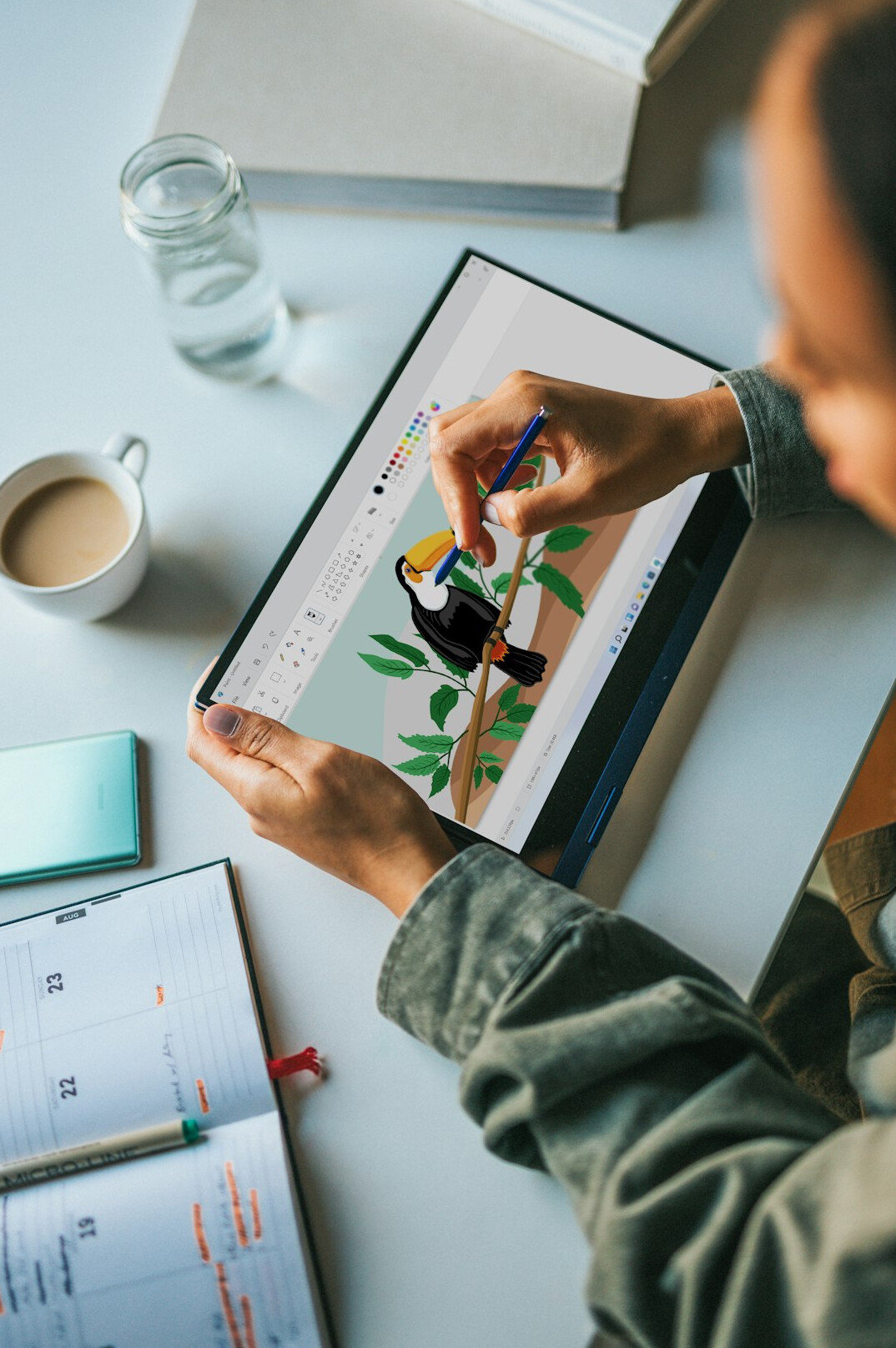 woman organizing digital files